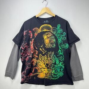 Vintage Y2K Bob Marley Skater Long Sleeve Shirt Art Large